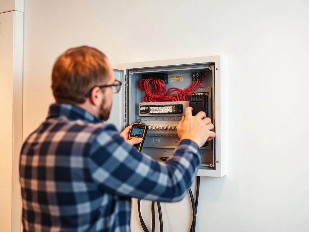 NICEIC approved electrician performing EICR electrical safety test